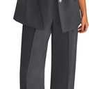 KIRUNDO Womens Suits 2 Piece Set Business Casual Blazer Jacket Wide Leg Dress Pants Suits Professional Work Office Outfits, XL