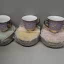 Teenyyou Set of 18 Tea Cups and Saucers, Vintage Style, 5.4 oz