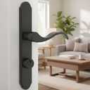 Flat Slot Storm Door Mortise Lock Body Fits Older Storm Door Handle Replacement Parts, 5/16" Square Spindle Hub, 2-1/2" Handle PZ, 7/8" Backset, 7" Faceplate H.C., Handle Not Included, Black