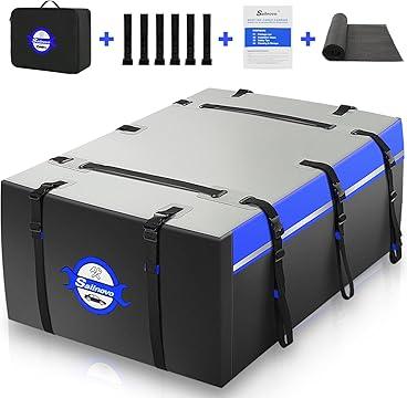 Sailnovo Rooftop Cargo Carrier PVC 20 Cubic Waterproof Rooftop Car Storage Bag with Anti-Slip Mat, 6 Door Hooks Soft-Shell Car Top Carrier for Vehicle
