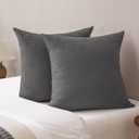 PHF Ultra Soft Waffle Weave Euro Shams Pillow Covers 26" x 26" 2 Pack, No Filling, Breathable Skin-Friendly Euro Throw Pillow Covers for Bed Couch Sofa, Grey