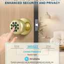 Fingerprint Door Lock, Smart Fingerprint Door Knob with Keypad, Biometric Door Lock with App Control, Auto Lock Door Lock with Code, Keyless Door Knob with Lock for Bedroom, Home,Office-Polished Brass