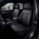 Black Thick Nappa Leather Automotive Front Car Seat Covers Set of 2