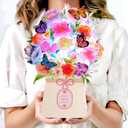 LIGHTS & MUSIC Mothers Day Pop Up Card, Orchid, Lily and Butterflies, 10 Inch Life Sized Forever Flower Bouquet Mother’s Day Cards from Daughter, Son, Husband, Gifts Cards for Mom Wife Grandma, 2 pack