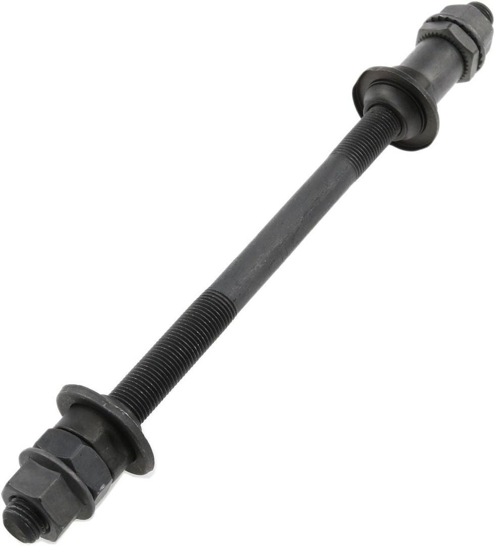 Bike Axle 190MM Bicycle Multiple Speed Rear Hub Axle 3/8 Inch Black 26 TPI Hub Shaft Conical Lock Nut Washer Kit -1PCS