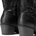DREAM PAIRS Women's Western Cowboy Cowgirl Embroidered Ankle Boots Fashion Low chunky Heel Round Toe Fall Short Booties Shoes,Size 10,Black 