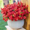 Kingsboomy Artificial Flowers for Outdoors, Faux Plants Flowers, 12 Bundles Silk Colorful Fake Flowers Eucalyptus Realistic UV Resistant for Outside Home Planter Porch Patio Yard Decor (12, Red)