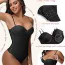 SHAPSHE Strapless Shapewear Corset Bodysuit Tops for Women Tummy Control V Neck Thong Body Shaper Going Out Outfits (Black, M)