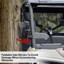 Adjustable Side Rear View Mirrors for Polaris Ranger 1000 XP 570 900 17-24, Folding Rearview Side Mirrors for Polaris Ranger XP 1000 900 570 Crew Diesel 2017-2024 Accessories (2PCS)