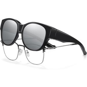 HAOLOTA Fit Over Glasses Sunglasses for Women Polarized, Trendy Cat Eye Sunglasses Wear Over Glasses, UV Protection