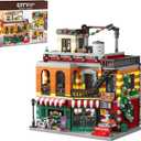 City Coffee House Mini Building Set, Three-Level Cafe Modern House Building Set- Not Compatible with Lego Houses and Buildings Sets for Adults & Ages 8+ Boys Girls (Compatible with Lego House)