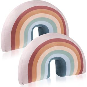 Chunful Rainbow Pillow for Girls Kids 13.8 x 8.7 x 4 Inch Plush Cute Rainbow Throw Pillow Arch Shaped Cushion Stuffed Decoration for Bed Chair Room Home Decor Easter Day(Pastel,2 Pcs)