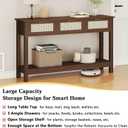 Luoxiao Console Table for Entryway with 3 Rattan Drawers Boho Entry Table with Storage Open Shelf, Narrow Long Sofa Tables for Living Room, Hallway, Foyer, Couch, Front Door, Walnut, 47 Inch