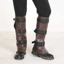 Men's Costume Boot Cover Renaissance Pirate Boots Cover PU Leather Steampunk Shoes Cover,Viking Medieval Boot Cover Leg Gaiters Cosplay Accessary