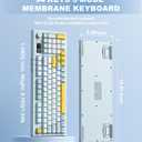 Tri-Mode Wireless Keyboard, BT/2.4G/Wired, Silent Membrane, RGB Backlit, Display Screen & Multimedia Knob, 94 Keys PBT Keycaps for PC Home Gaming Office Use