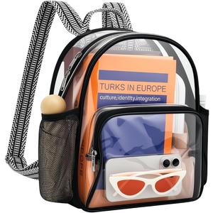 Lyingflat Clear Bag for Stadium Events 12x12x6 Small Clear Backpack Stadium approved for Festival Concert Sport Events Work Travel, Black Guitar