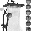 Hibbent Upgraded 13'' Shower Head Combo, High Pressure 5 Spray Rainfall Showerhead, 10 Spray Mode Handheld, All Metal Easy Reach 4-way Diverter Shower Arm with Pause Mode, 71'' Hose and Holder, Black