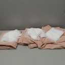 6 Pcs Dusty Pink 10ft Valentines Cheesecloth Table Runner and White Lace Table Runner 14 x 120 Inch Embroidered Boho Tables Runners for Vintage Rustic Wedding Bridal Baby Shower Birthday Party Decor