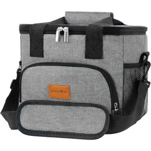 Portable Soft Cooler Bag - 24/60 Can Insulated Camping Cooler, Leakproof Collapsible Soft Sided Cooler for Drink, Suitable for Picnic, Beach, Outdoor, Lunch, Work, Ice Chest (Grey)