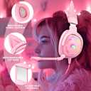 Jimonyer Gaming Headset for PC/PS4/PS5/Xbox One/Switch, Stereo Surround Sound Gaming Headphones with Noise Canceling Flexible Mic, Computer Headset with 3.5mm Jack & RGB Light (PinkCat)