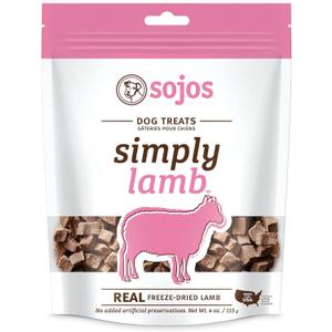 SOJOS Natural Pet Food Simply Lamb Grain Free Freeze-Dried Raw Dog Treats, 4-Ounce Bag (557030) (EXP 08/28/25)