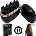 Mini Straightener,Rechargeable Portable Hair Straightener Brush,Fast Heating Hot Comb,Anti Scald Shell,3Speed Temperature Control,Lightweight Mini Hair Straightener Brush for Home Travel Gift (Black)
