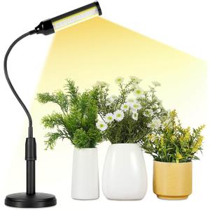Grow Lights for Indoor Plants Desk LED Grow Light with Base Full Spectrum 50 LEDs Warm White for Indoor Plant Growing Lamp, Adjustable Gooseneck, Suitable Plants Growth (Without USB Plug)
