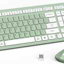 Wireless Keyboard and Mouse Combo, FullSized Wireless Keyboard and Adjustable DPI Mouse, 2.4GHz USB Receiver, Silent Keyboard and Mouse for PC, Windows, MAC, Desktop, Laptop (Avocado Green)