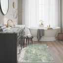 Soalmost 2x3 Abstract Washable Rugs for Kitchen, Floor, Entryway, Powder Room Small Area Rug Non-Slip Vintage Low Pile Throw Door Mat Green Ivory