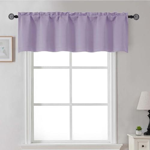 Gwine Lilac Valance for Windows, Light Filtering Small Valance Kitchen Curtains for Living Room Bathroom Basement, Modern Farmhouse Rod Pocket Window Treatment, 60" Wx14 L, 1 Piece, Lilac