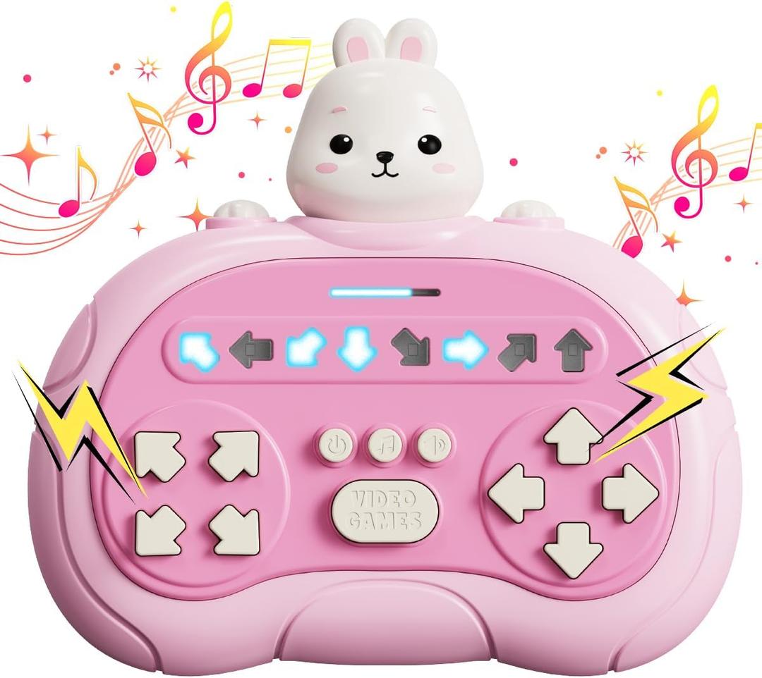 Fast Push Game Fidget Toys Handle Upgraded Flashing Quick Press Games Pro for KidsPortable Travel Games for Car Ride, Board Games for Kids andAdultsXmas Birthday Gifts (Pink Rabbit)