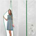 CALPALMY (2-Pack) Plastic Zipper Door Dust Protector, 4 ft x 7 ft Heavy-Duty Plastic Sheeting with Green Zipper Door Dust Protection, Easy to Install and Remove, Includes 3 cm x 10 m Gaffer Tape