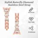 Bling Band Compatible for Samsung Galaxy Watch 8 40mm 44mm/8 Classic 46mm Bands, Diamond Butterfly Metal Bracelet Rhinestone Strap for Galaxy Watch 8/8 Classic