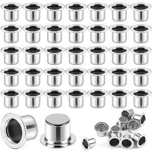 Sliner 100 Pack Silver Hanukkah Metal Candle Holders with Round Flat Base Use with Menorah Candelabra Cups Reusable Protectors for Party Lamp or Candle Making Decor