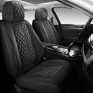 NUNIVAK Full Coverage Leather Car Seat Covers Full Set,Wateroroof Seat Covers for Cars,Trucks,Sedans,Luxury Black Seat Cover,Car Seat Protector,5 Seats Car Seat Cushion