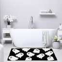 Black Ghost Bath Mat Soft Halloween Bathroom Rug Non Slip Cute Spooky Ghost Bathroom Decoration Shaggy Plush Microfiber Rug Halloween Decor for Home Bedroom Shower Floor, 15.75 x 23.62 Inch (1'4" x 1'11" (Rectangular))