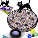 ORSDA Cat Toys for Indoor Cats, Interactive Activated Moving Ball in 7 Holes Mat, Automatic Fast Rolling Ball, Hide and Seek Toys for Adult Cats, Exercise Kicker Mouse Catching Game