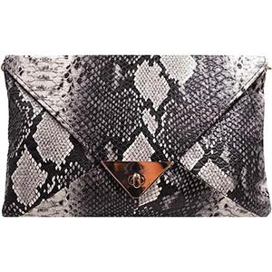 CLARA Women Fashion Snakeskin Pattern Clutch Handbag Envelope Bag Chain Shoulder Bag Evening Party Bag