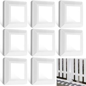 Tandefio 8 Pcs 4 x 4" Post Skirt, One-Piece Metal Post Base Cover Internal Size 3. 5 x 3. 5" Base Cover, Porch Columns Wraps for Fence Stair Wood Vinyl (White)