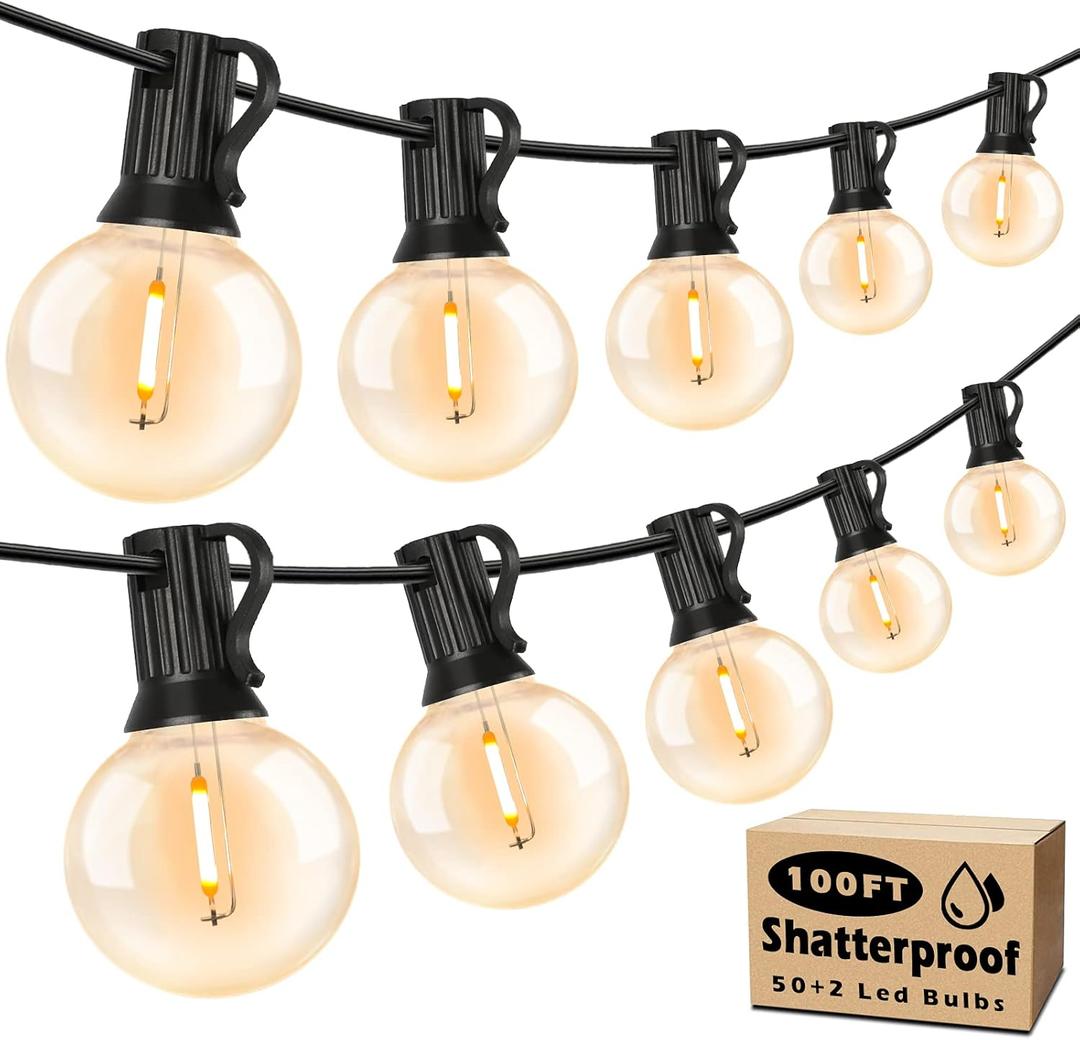Brightever 100ft Outdoor G40 LED Globe String Lights Dimmable Waterproof Shatterproof Light Strings with 52 Bulbs Connectable Commercial Hanging Lights for Patio House Backyard Balcony Brightever 100ft Outdoor G40 LED Globe String Lights Dimmable Waterproof Shatterproof Light Strings with 52 Bulbs Connectable Commercial Hanging Lights for Patio House Backyard Balcony