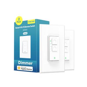 meross Smart Dimmer Switch Single Pole, Neutral Wire Required, APP Control
Supports Apple HomeKit, Alexa, Google & SmartThings, 2.4GHz WiFi Light Switch Dimmable LED, Voice Control Schedule, 2 Pack