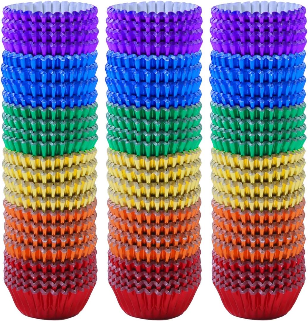 Elcoho 600 Pieces 1.25 Inch Mini Foil Metallic Cupcake Liners Muffin Paper Cases Baking Cups, 6 colors