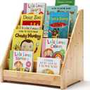 Nuoex Montessori Bookshelf for Toddler 15 Years, Kids Wooden 5Tier Front Facing Book Display Shelf with Chalkboard for Bedroom,Playroom,Classroom,Book Rack Organizer, Natural