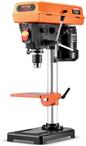 VEVOR 8 in Benchtop Drill Press, 2.3A Induction Motor, Tabletop Drilling Machine with 750/1140 / 1740/2340 / 3200 RPM Adjustable Speed, 0-45° Tilting Worktable, LED Work Light, for Wood Metal