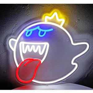 JOSEBRU Neon Sign King Boo The Ghost Face LED Neon Light Mario Lamp Acrylic Sign for Game Room Decor Gaming Light Accessory Gifts for Boy Room Decor (blue)