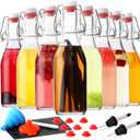 8-Pack 8.5oz Flip Top Glass Bottles, Swing Top Beer Brewing Bottle for Fermentation, Kombucha, Kefir, Vanilla Extract, Coquito, Juice, Soda, Tea - Airtight Stopper Cap Lid, Bonus 2 Bottle Pourers