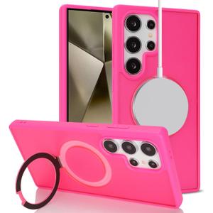 Cavor for Samsung Galaxy S24 Ultra Case,Compatible with Magsafe,Galaxy S24 Ultra Phone Case with Stand Magnetic,Full-Body Shockproof Slim Protective Cases for Women Men-Rose Red