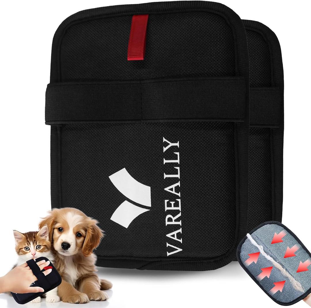 2 x Pet Hair Removal Glove Reusable Electrostatic Grooming Gloves for Dogs & Cats Pet Hair Removal Dog Hair Remover