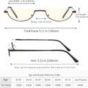 Half Lens Reading Glasses Blue Light Blocking, Half Moon Frame Semi Rim Spring Hinge Readers with Case for Men Women