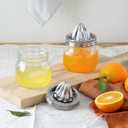 Lemon Lime Orange Manual Juicers Stainless Steel Hand Squeezer with Glass Mason Jars, set of 2 (16 OZ)